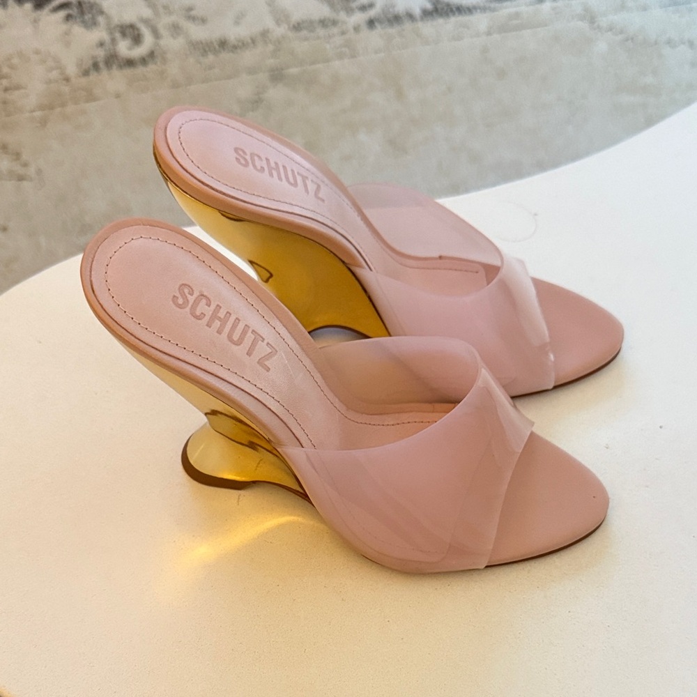 Schutz Blush and Gold Heels